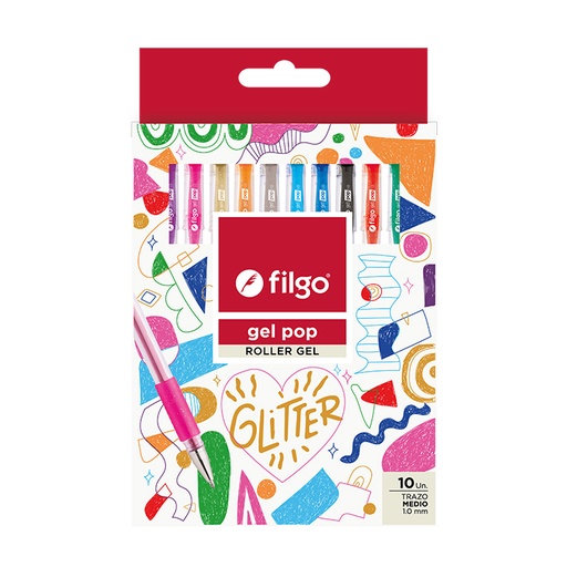 [GP10-E10-GLI] BOLIGRAFO FILGO GEL POP ROLLER GEL 1.0 X 10 GLITTER