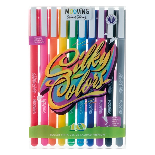 [3071010] BOLIGRAFO MOOVING SILKY COLORS ROLLER GEL X 10 COLORES INTENSOS