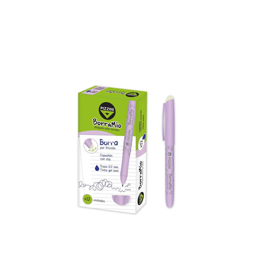 [B80PVI] BOLIGRAFO PIZZINI BORRABLE PASTEL VIOLETA X12 AZUL LIQUIDACION