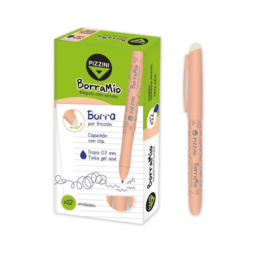 [B80PNA] BOLIGRAFO PIZZINI BORRABLE PASTEL NARANJA X12 AZUL LIQUIDACION