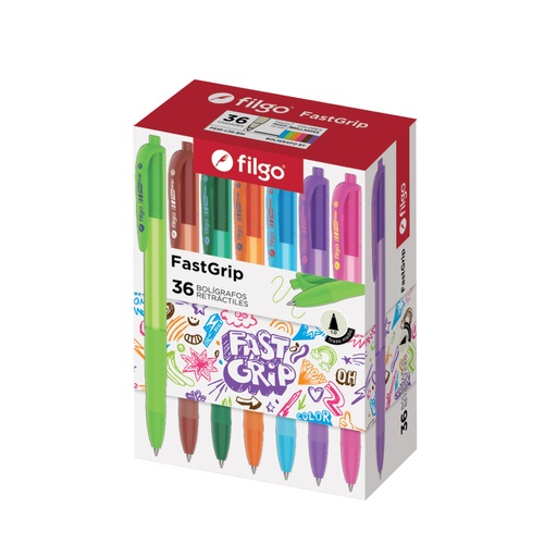 [FG10-C36-BRI] BOLIGRAFO FILGO FASTGRIP X36 BRILLANTE RETRACTIL
