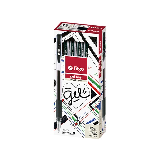 [GP7-C12-001] BOLIGRAFO FILGO GEL POP ROLLER GEL 0.7 X 12 NEGRO
