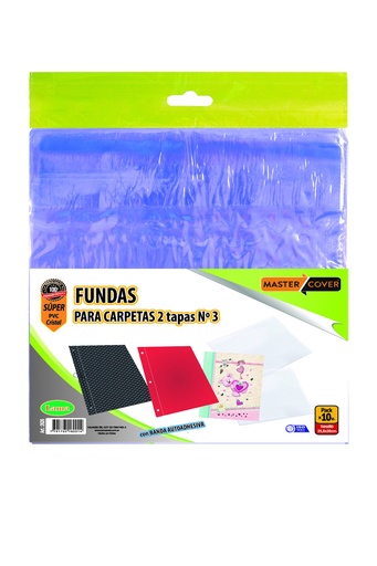 [2626] FUNDA PVC LAMA PARA CARPETA Nº3 2 TAPAS X10