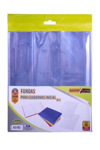 [4126] FUNDA PVC LAMA PARA CUADERNO Nº3 X10