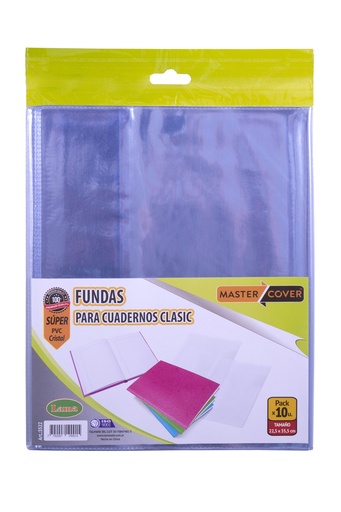 [3522] FUNDA PVC LAMA PARA CUADERNO X10