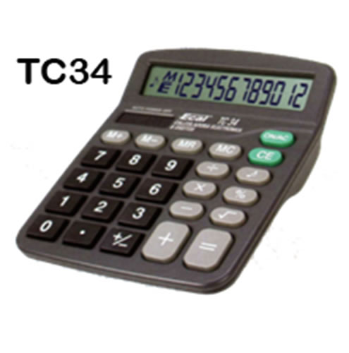 [TC34] CALCULADORA ECAL ESCRITORIO MEDIANA TC34 12DIG+1PILA