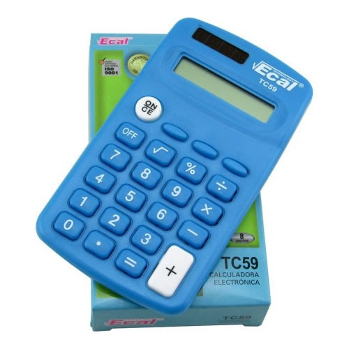 [TC59] CALCULADORA ECAL DE BOLSILLO TC59 CELESTE 8DIG+1P
