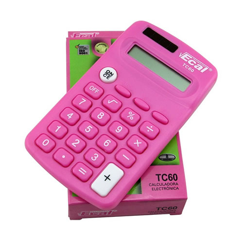 [TC60] CALCULADORA ECAL DE BOLSILLO TC60 ROSA 8DIG+1PILA