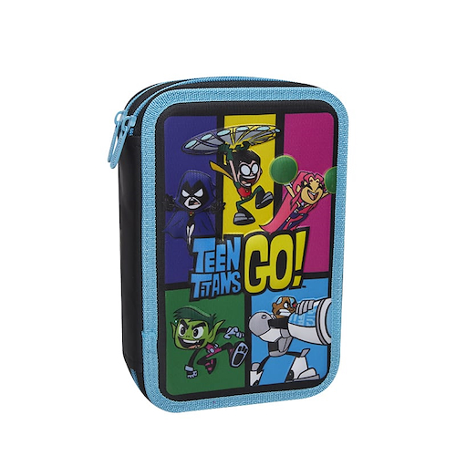 [0704-02183] CARTUCHERA MOOVING TEXTIL 2 PISOS JOVENES TITANES LIQUIDACION