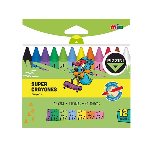 [9212] CRAYONES PIZZINI SUPER MIO LAVABLES X12