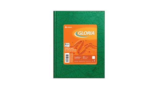 [100938] CUADERNO GLORIA ARAÑA TAPA DURA 42 HOJAS RAYADO VERDE