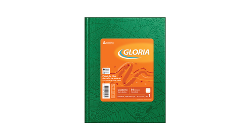 [100939] CUADERNO GLORIA ARAÑA TAPA DURA 84 HOJAS RAYADO VERDE