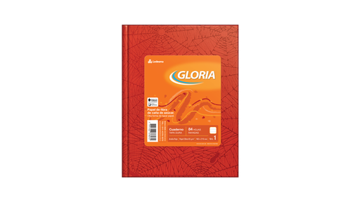 [100937] CUADERNO GLORIA ARAÑA TAPA DURA 84 HOJAS RAYADO ROJO