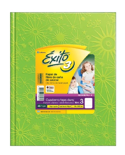 [100956] CUADERNO EXITO E3 FORRADO 48H VERDE MZN RAYADO