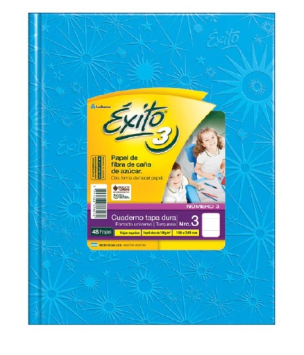 [100952] CUADERNO EXITO E3 FORRADO 48H TURQUESA RAYADO