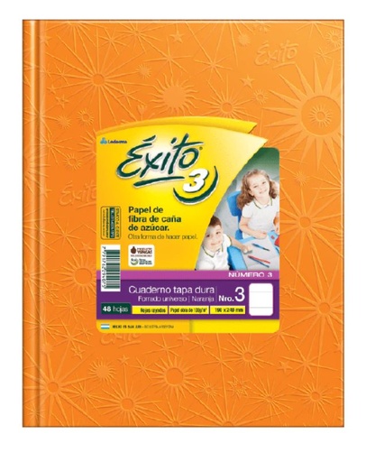 [100954] CUADERNO EXITO E3 FORRADO 48H NARANJA RAYADO