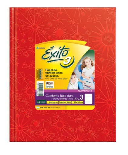 [100962] CUADERNO EXITO E3 FORRADO 48H ROJO RAYADO