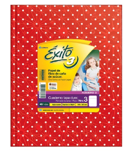 [100977] CUADERNO EXITO E3 LUNAR 48H ROJO RAYADO