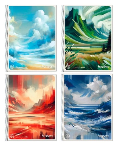 [6300] CUADERNO HUSARES DISEÑO 16X21 X80H RAYADO CON ESPIRAL