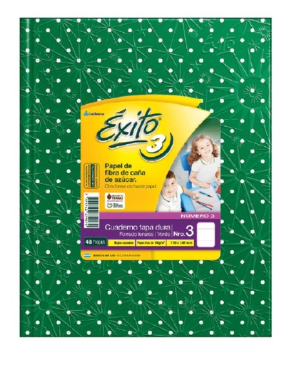 [100978] CUADERNO EXITO E3 LUNAR 48H VERDE RAYADO