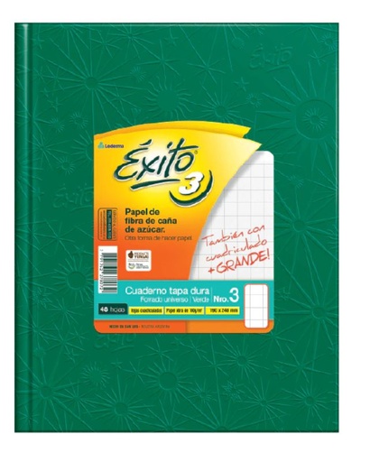 [103265] CUADERNO EXITO E3 FORRADO 48H VERDE CUADRO GRANDE