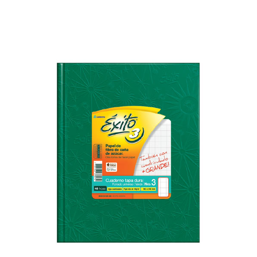 [103265] CUADERNO EXITO E3 FORRADO 48H VERDE CUADRO GRANDE