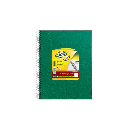[101980] CUADERNO EXITO E7 ESPIRAL 21X27 60H VERDE RAYADO