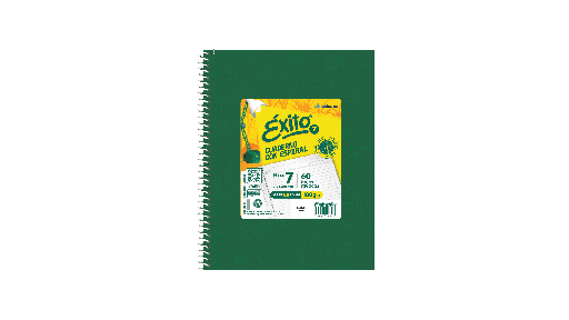 [101980] CUADERNO EXITO E7 ESPIRAL 21X27 60H VERDE RAYADO
