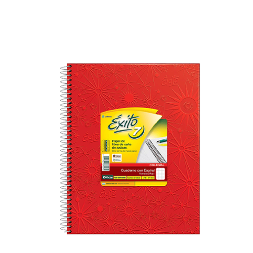 [101986] CUADERNO EXITO E7 ESPIRAL 21X27 100H ROJO CUADRICULADO