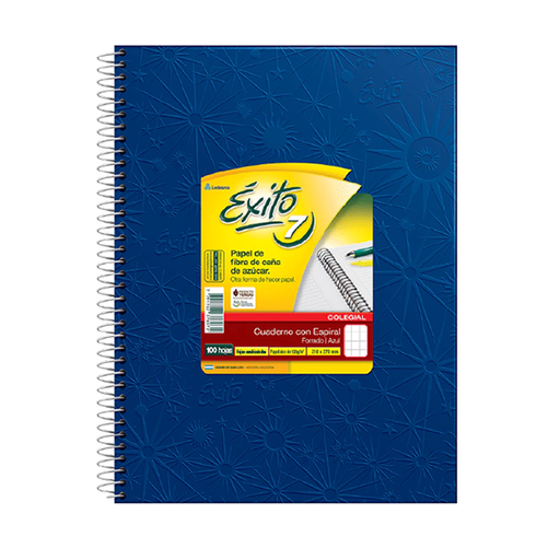 [101990] CUADERNO EXITO E7 ESPIRAL 21X27 100H AZUL CUADRICULADO