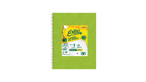[102575] CUADERNO EXITO E7 ESPIRAL 21X27 60H VERDE MANZANA RAYADO