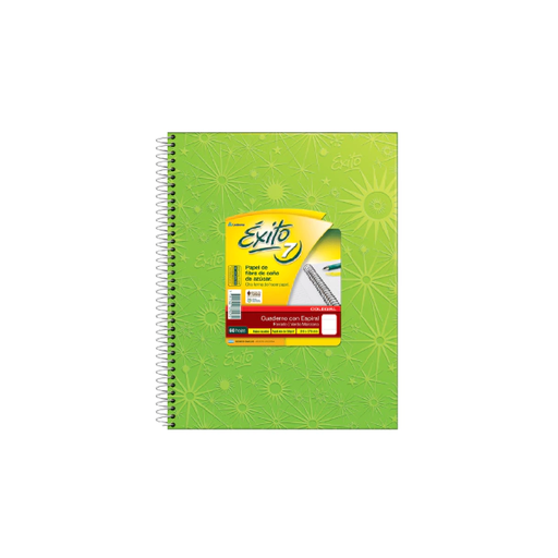 [102575] CUADERNO EXITO E7 ESPIRAL 21X27 60H VERDE MANZANA RAYADO