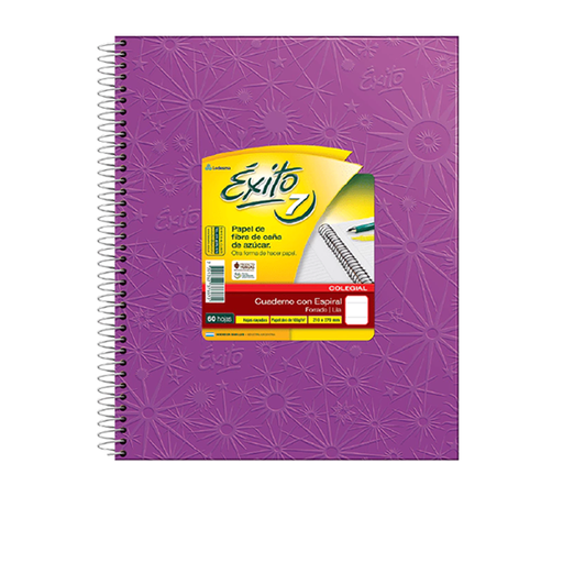 [102578] CUADERNO EXITO E7 ESPIRAL 21X27 60H LILA RAYADO