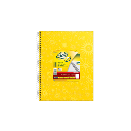 [102579] CUADERNO EXITO E7 ESPIRAL 21X27 60H AMARILLO RAYADO
