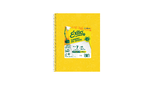 [102579] CUADERNO EXITO E7 ESPIRAL 21X27 60H AMARILLO RAYADO
