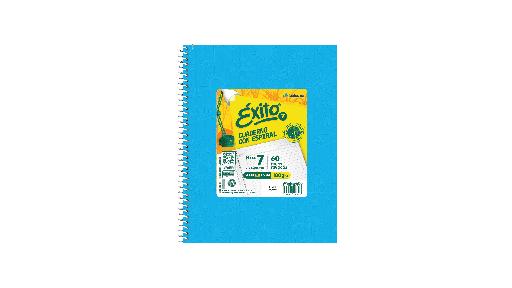 [102590] CUADERNO EXITO E7 ESPIRAL 21X27 60H CELESTE RAYADO