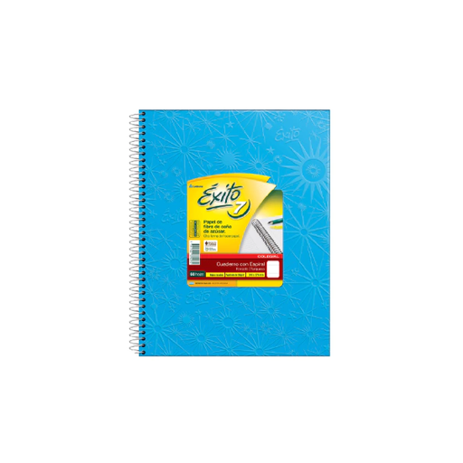 [102590] CUADERNO EXITO E7 ESPIRAL 21X27 60H TURQUESA RAYADO