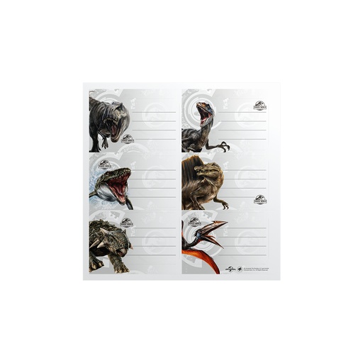 [1301232] ETIQUETAS MOOVING 2 PLANCHAS X6 JURASSIC WORLD