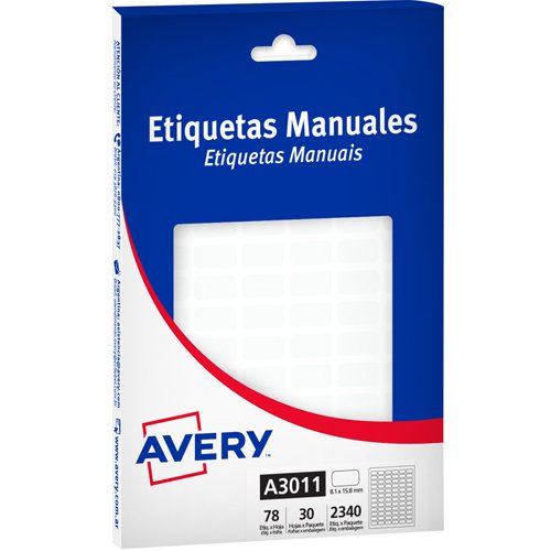[A3011] ETIQUETAS AVERY 3011 8X15.8MM BLANCA 30H