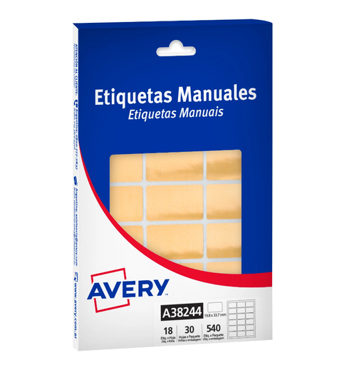 [A38244] ETIQUETAS AVERY 38244 19.8X33.7MM AMAR. METAL 30H