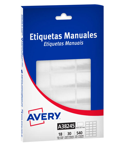 [A38245] ETIQUETAS AVERY 38245 19.8X33.7MM PLATA METAL 30H