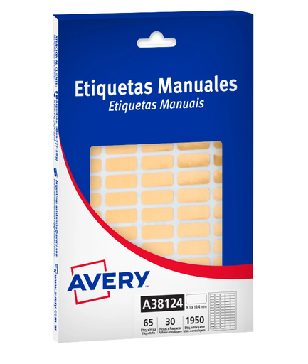[A38124] ETIQUETAS AVERY 38124 8X19.4MM AMARILLO METAL 30H