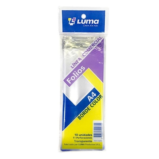 [31146] FOLIO LUMA A4 BORDE SURTIDO X10
