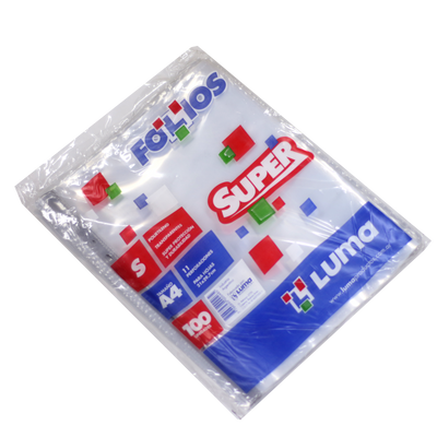 [31-18] FOLIO LUMA A4 SUPER POLIETILENO X100