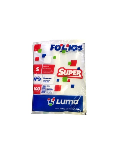 [31-07] FOLIO LUMA ESCOLAR SUPER POLIETILENO X100