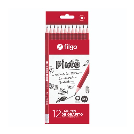 [PN101G-C12-HB] LAPIZ GRAFITO FILGO CON GOMA HB X12