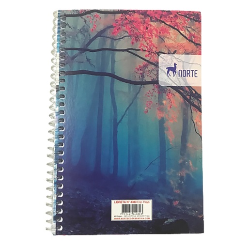 [14080] LIBRETA NORTE Nº4080 ESPIRAL 11X17CM 40 HOJAS RAYADO