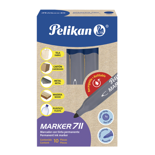 [041-711-210] MARCADOR PELIKAN 711 PR X10 AZUL PERMANENTE