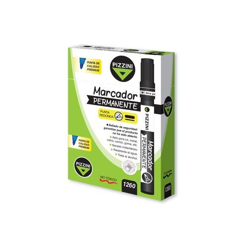 [1260VE] MARCADOR PIZZINI X12 PTA.REDONDA VERDE DISCONTINUO