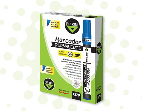 [1270VE] MARCADOR PIZZINI X12 PTA.BISELADA VERDE DISCONTINUO